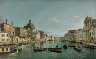El Gran Canal en Venecia con San Simeone Piccolo y la iglesia de los Scalzi, c. 1738